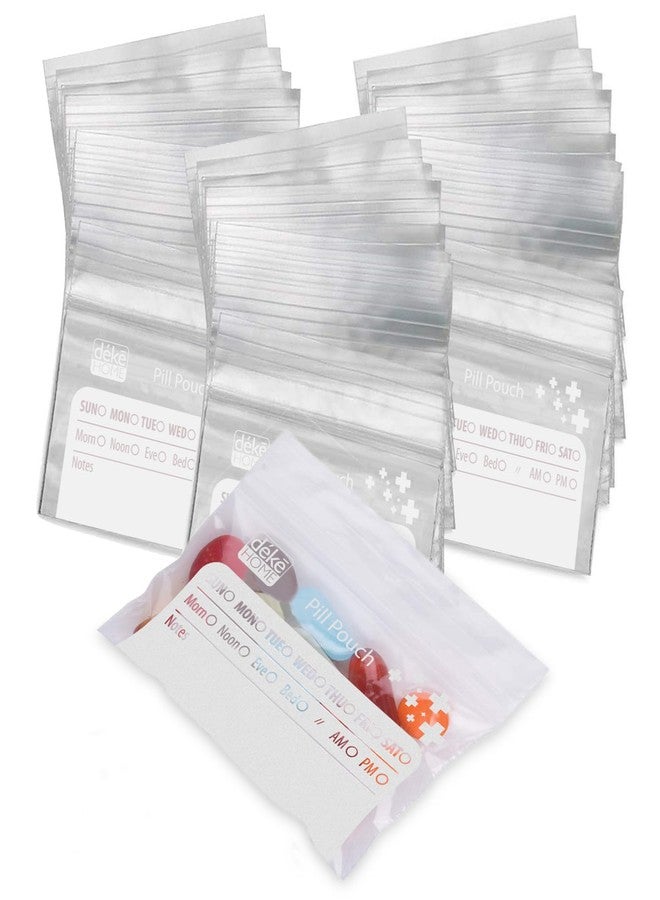 Deke Home - 500 Pack Clear Resealable Pill Bags (4x2.75 in), Travel Medicine Pouches with Write-On Label, BPA-Free Disposable Pill Organizer for Medications, Vitamins & Supplements - Image 1